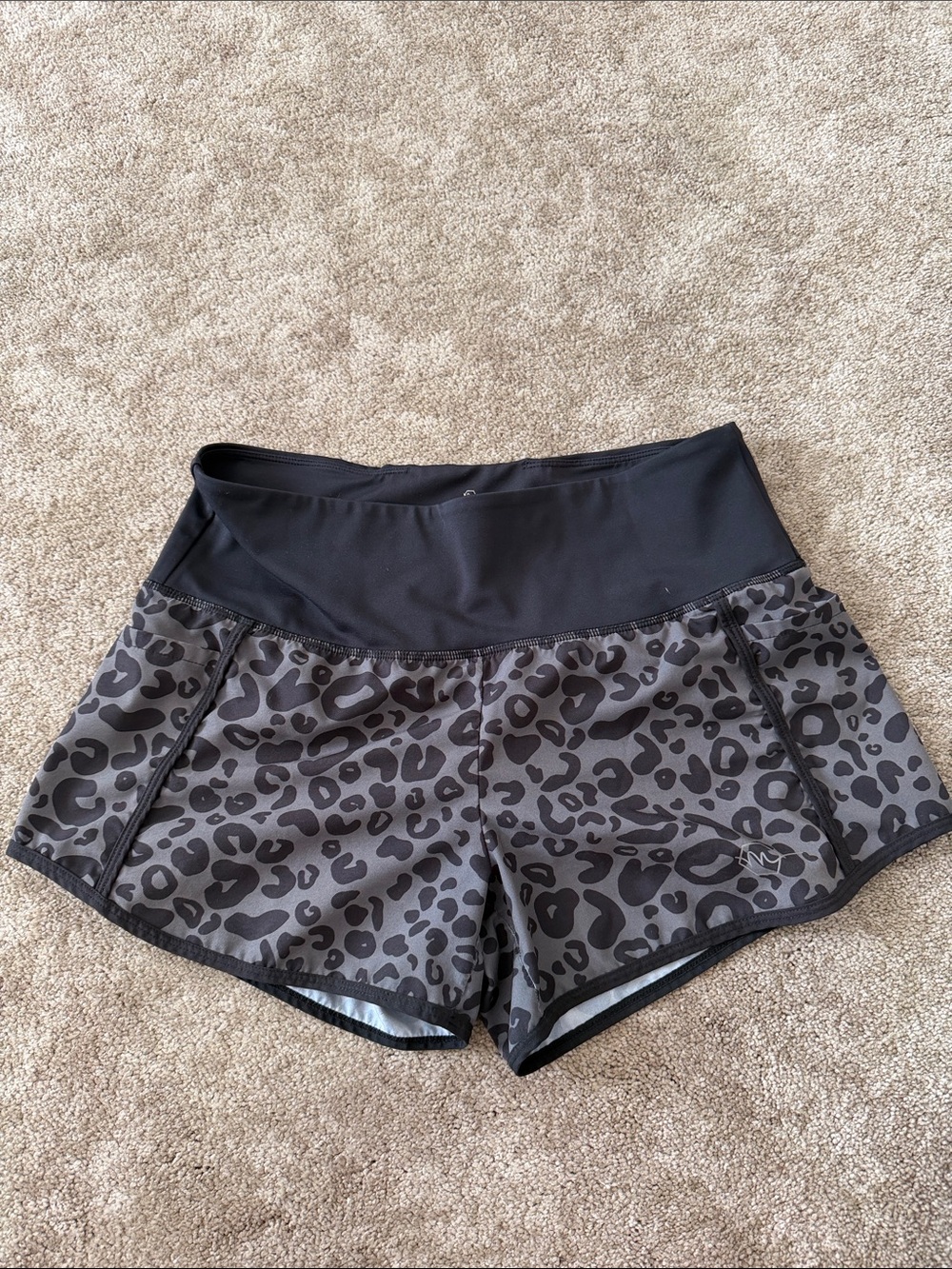 Maven Thread High-Waist Gray & Black Leopard Athletic Shorts